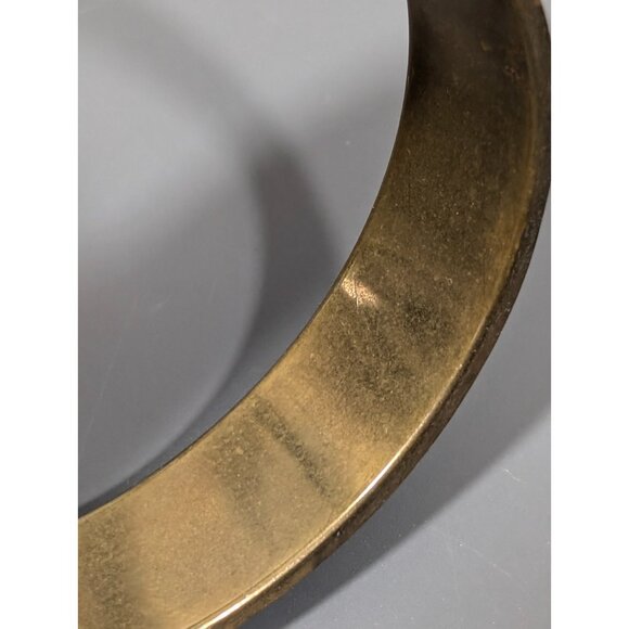 Vintage Brass Black White Zig Zag Inlay Bangle Bracelet Tribal Boho 8 in - Picture 7 of 11